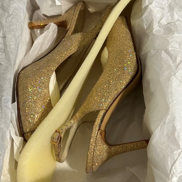 Stuart Weitzman Litely Aurora Glitter Gold Pump - Picture 15 of 16